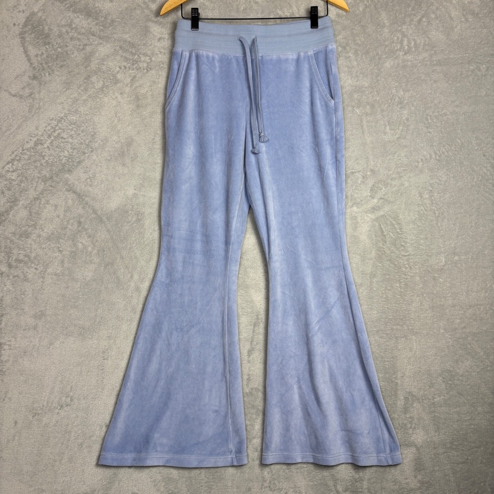 Aerie Velour Super Flare‎ Real Obsessed Pants Light Blue Drawstring Waist M Y2K